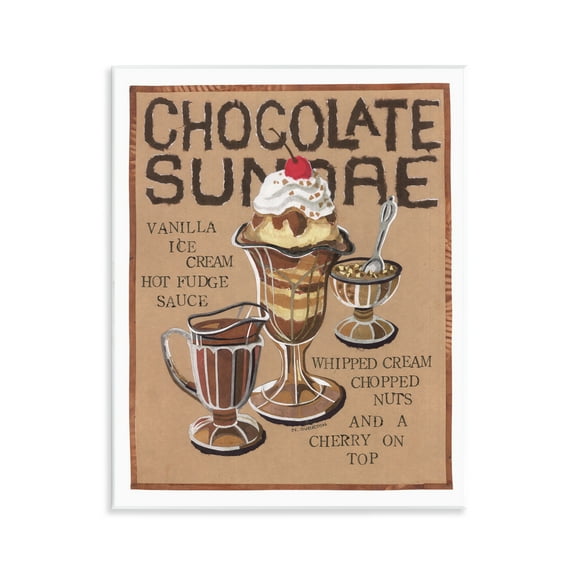 Stupell Industries Chocolate Sundae Recipe Food & Beverage Painting Unframed Art Print Wall Art, 11 x 14