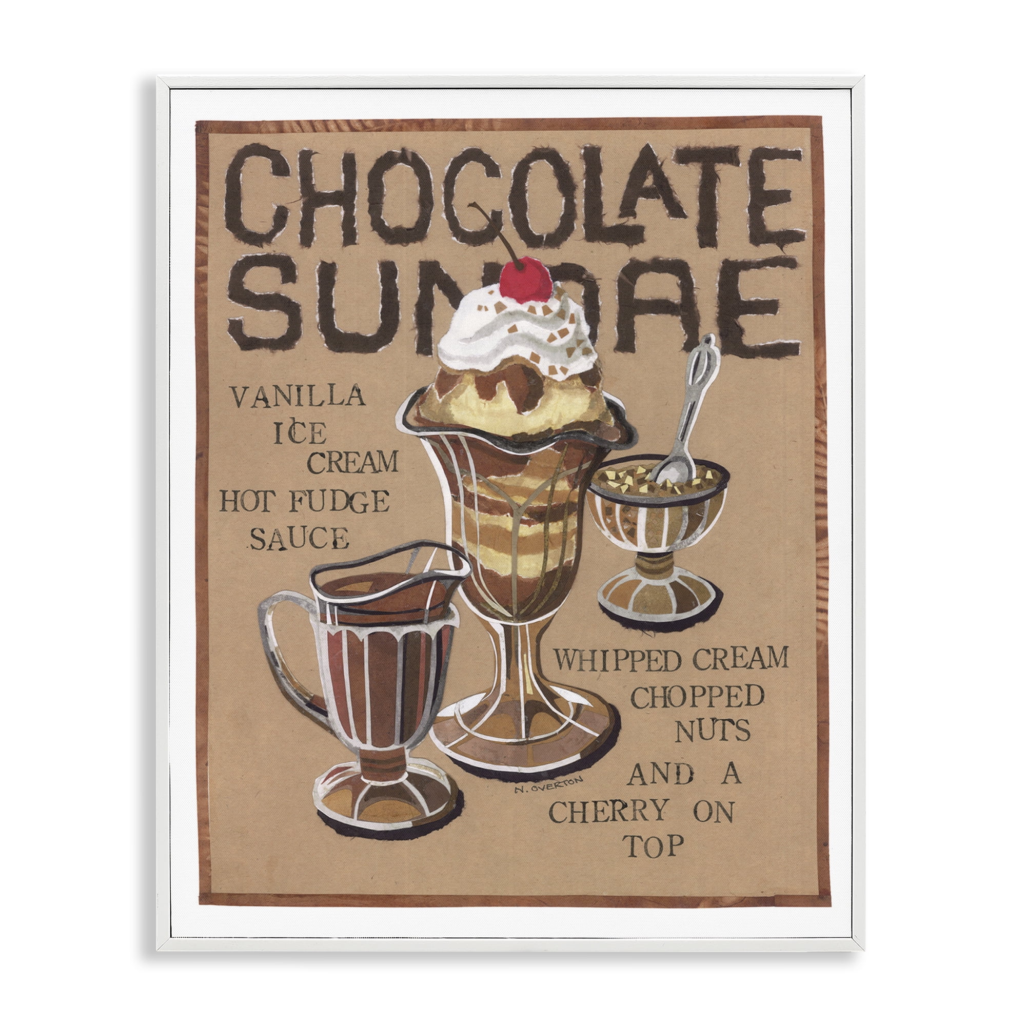 Stupell Industries Chocolate Sundae Recipe Food & Beverage Painting White Framed Art Print Wall Art, 16 x 20