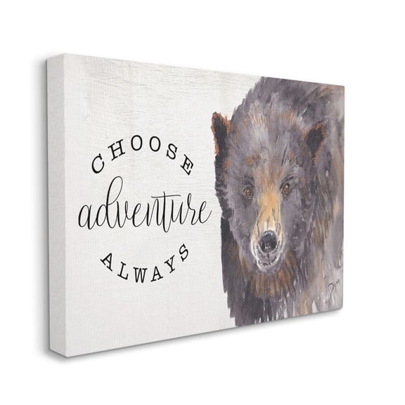 Stupell Industries Choose Adventure Always Phrase Watercolor Bear Portrait Canvas Wall Art Design by Beverly Dyer, 30" x 40"