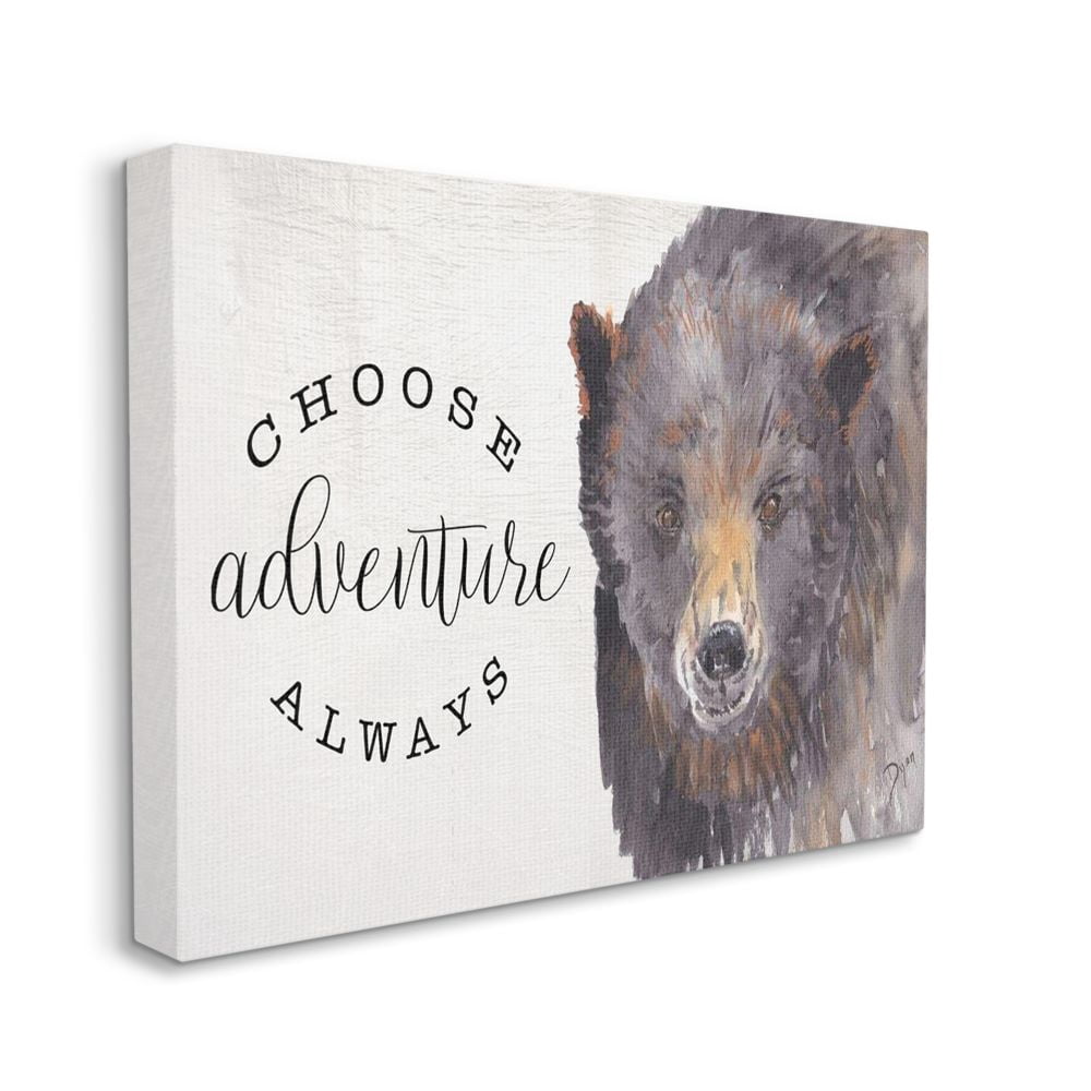 Stupell Industries Choose Adventure Always Phrase Watercolor Bear Portrait Canvas Wall Art Design by Beverly Dyer, 36" x 48"