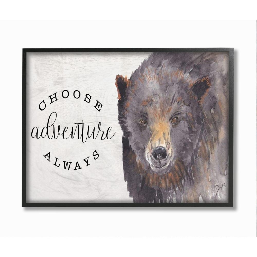 Stupell Industries Choose Adventure Always Phrase Watercolor Bear Portrait Framed Wall Art Design by Beverly Dyer