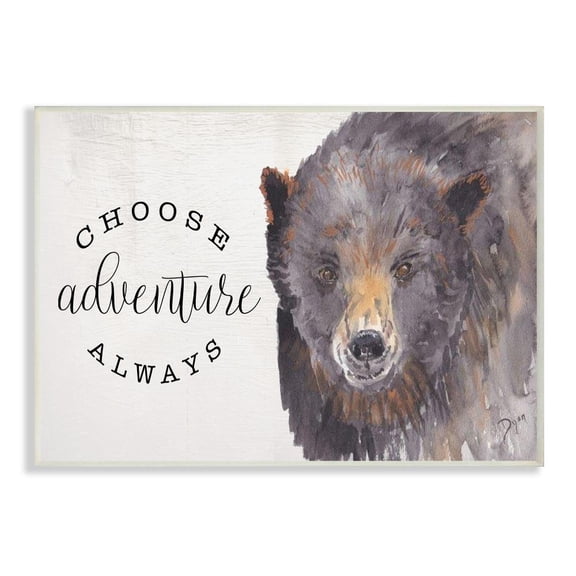 Stupell Industries Choose Adventure Always Phrase Watercolor Bear Portrait Inspirational Painting Unframed Art Print Wall Art, 10 x 15