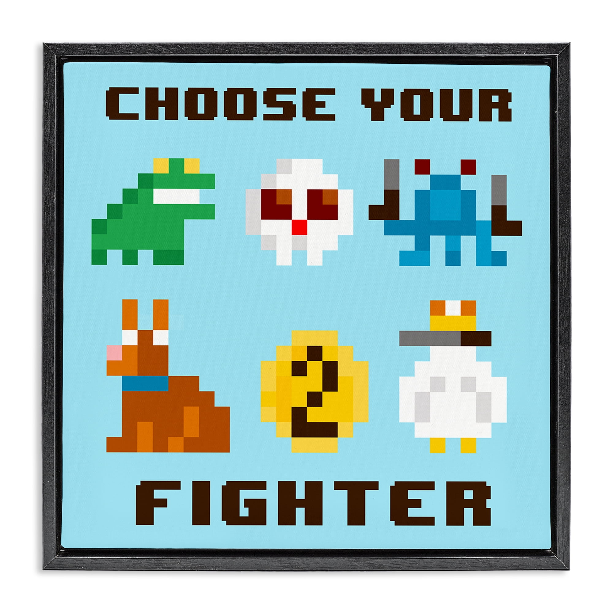 Stupell Industries Choose Gaming Fighter Entertainment Painting Black Floater Framed Canvas Art Print Wall Art, 18 x 18