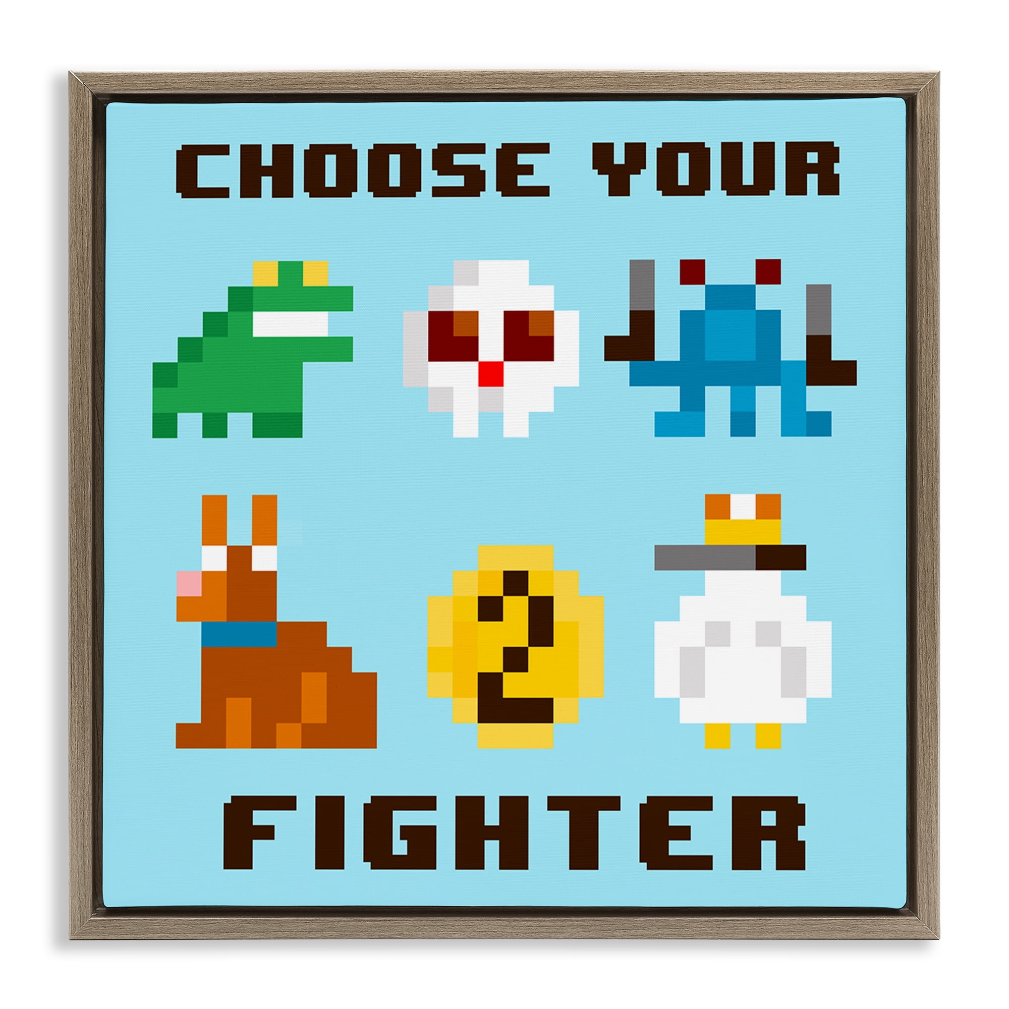 Stupell Industries Choose Gaming Fighter Entertainment Painting Brown Floater Framed Canvas Art Print Wall Art, 18 x 18