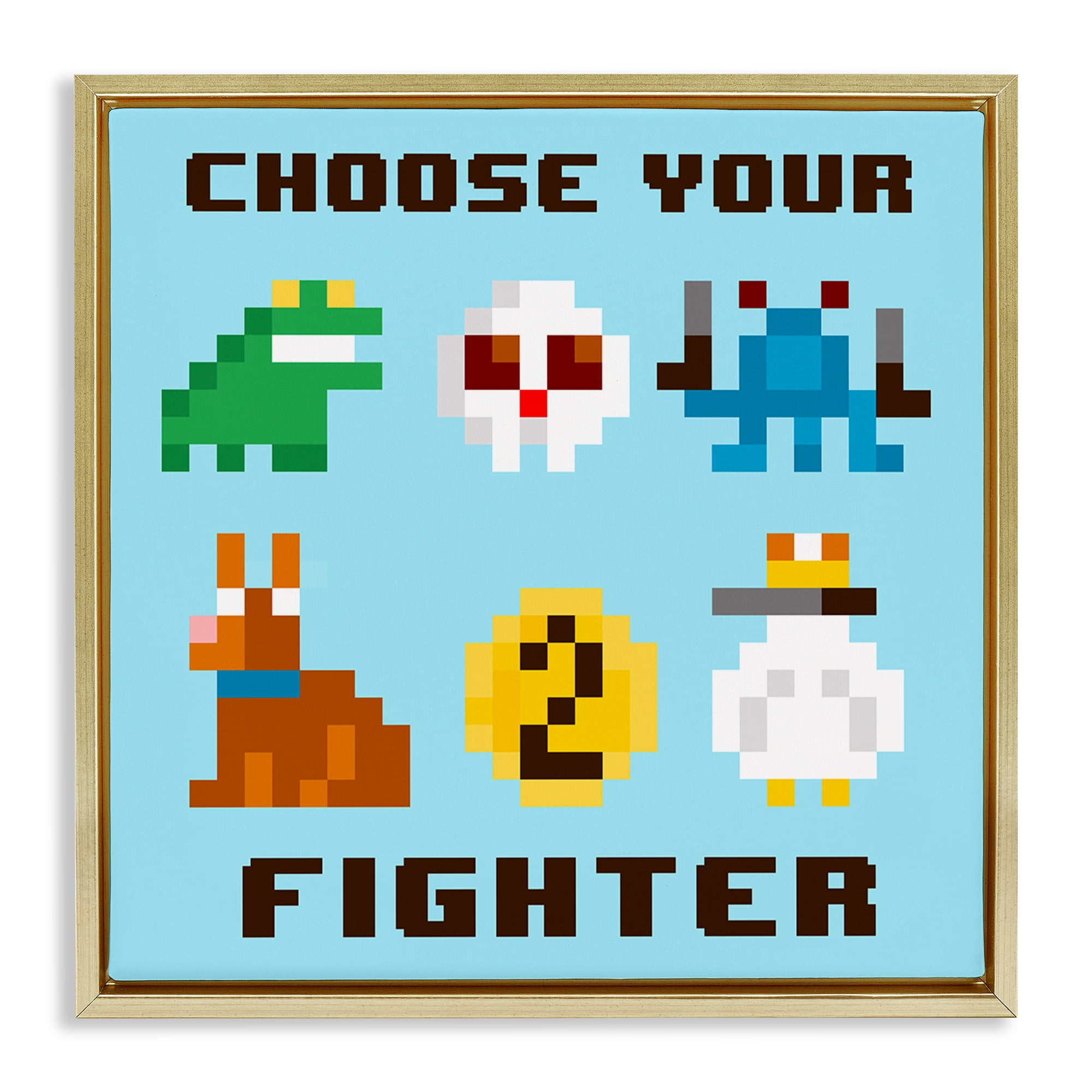 Stupell Industries Choose Gaming Fighter Entertainment Painting Gold Floater Framed Canvas Art Print Wall Art, 18 x 18