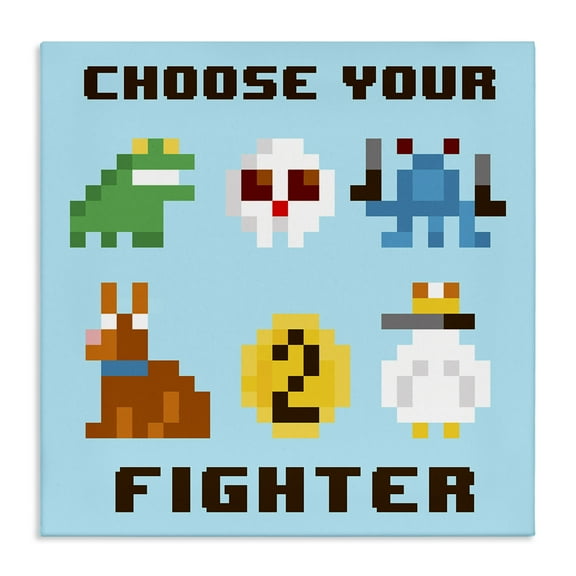 Stupell Industries Choose Gaming Fighter Entertainment Painting Wrapped Canvas Art Print Wall Art, 17 x 17