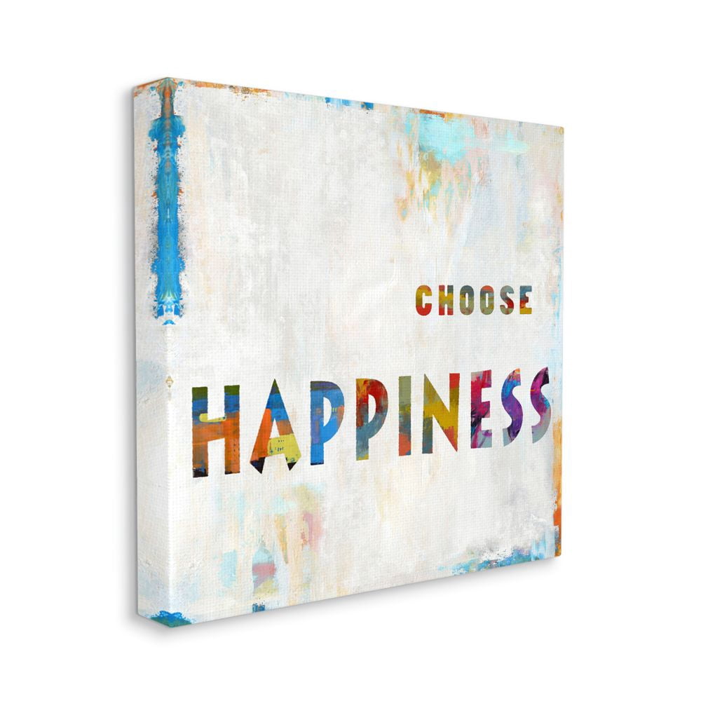 Stupell Industries Choose Happiness Phrase with Abstract Brush Strokes Designed by Jamie MacDowell
