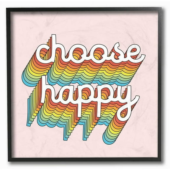 Stupell Industries Choose Happy Rainbow Pink Word Design Framed Wall Art by Dawn Vietro