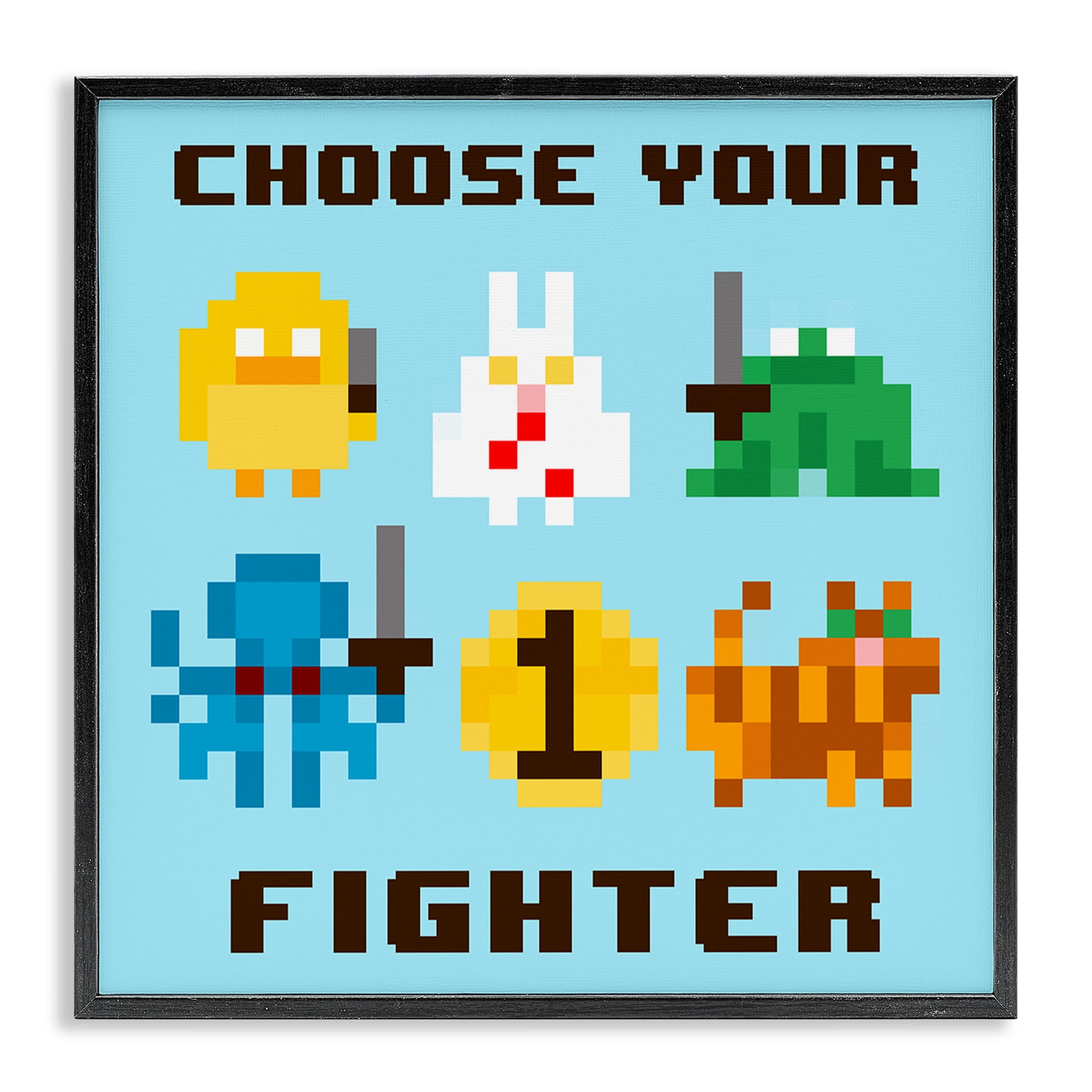 Stupell Industries Choose Your Fighter Entertainment Painting Black Framed Art Print Wall Art, 24 x 24