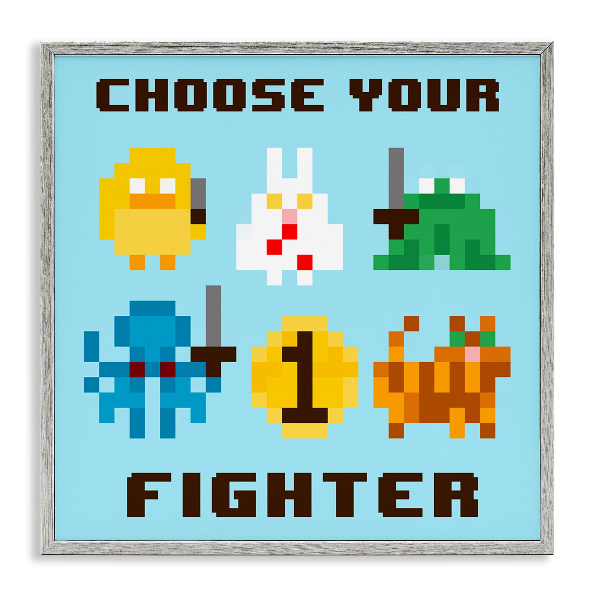 Stupell Industries Choose Your Fighter Entertainment Painting Gray Framed Art Print Wall Art, 17 x 17