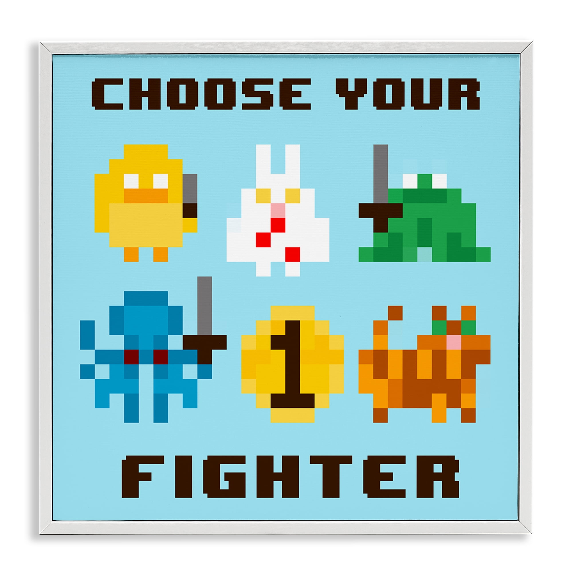 Stupell Industries Choose Your Fighter Entertainment Painting White Framed Art Print Wall Art, 12 x 12