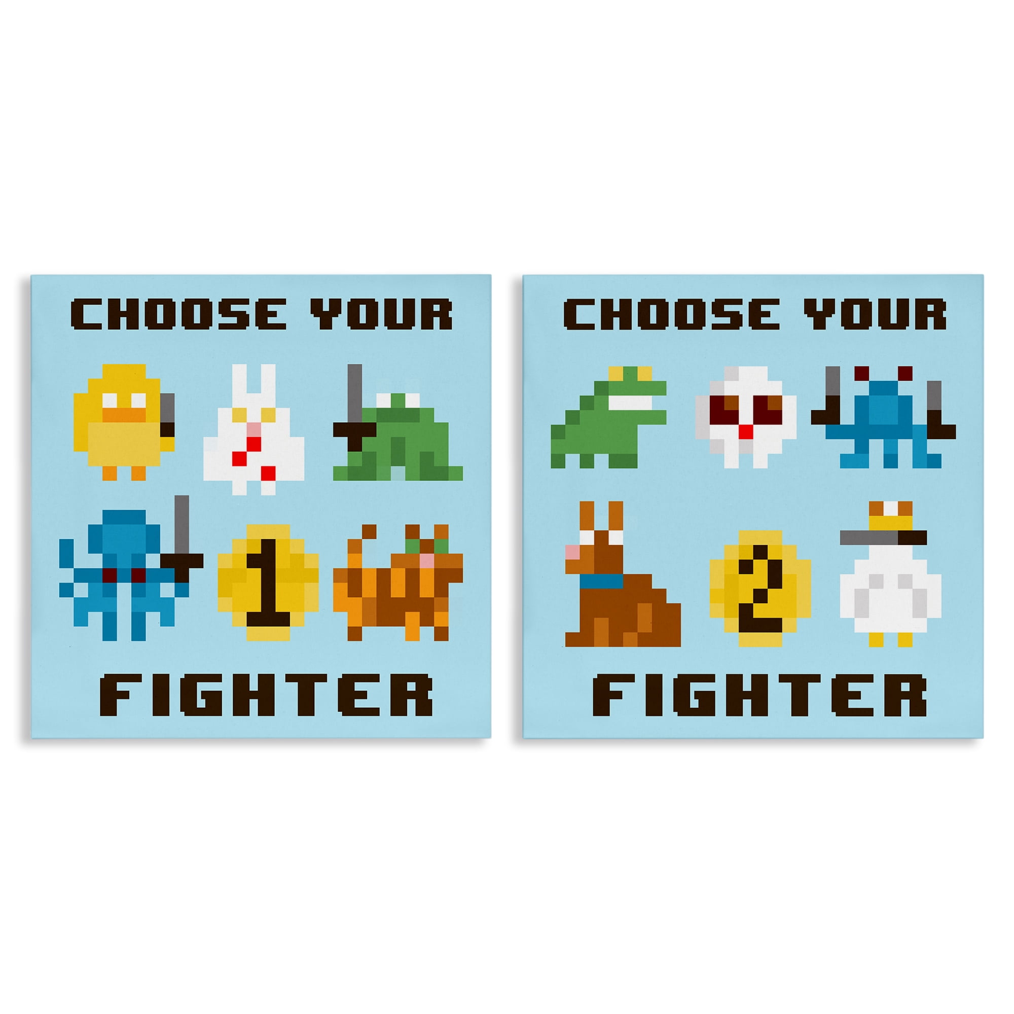 Stupell Industries Choose Your Fighter Game Entertainment Painting Wrapped Canvas Art Print Wall Art, 17 x 17, Set of 2