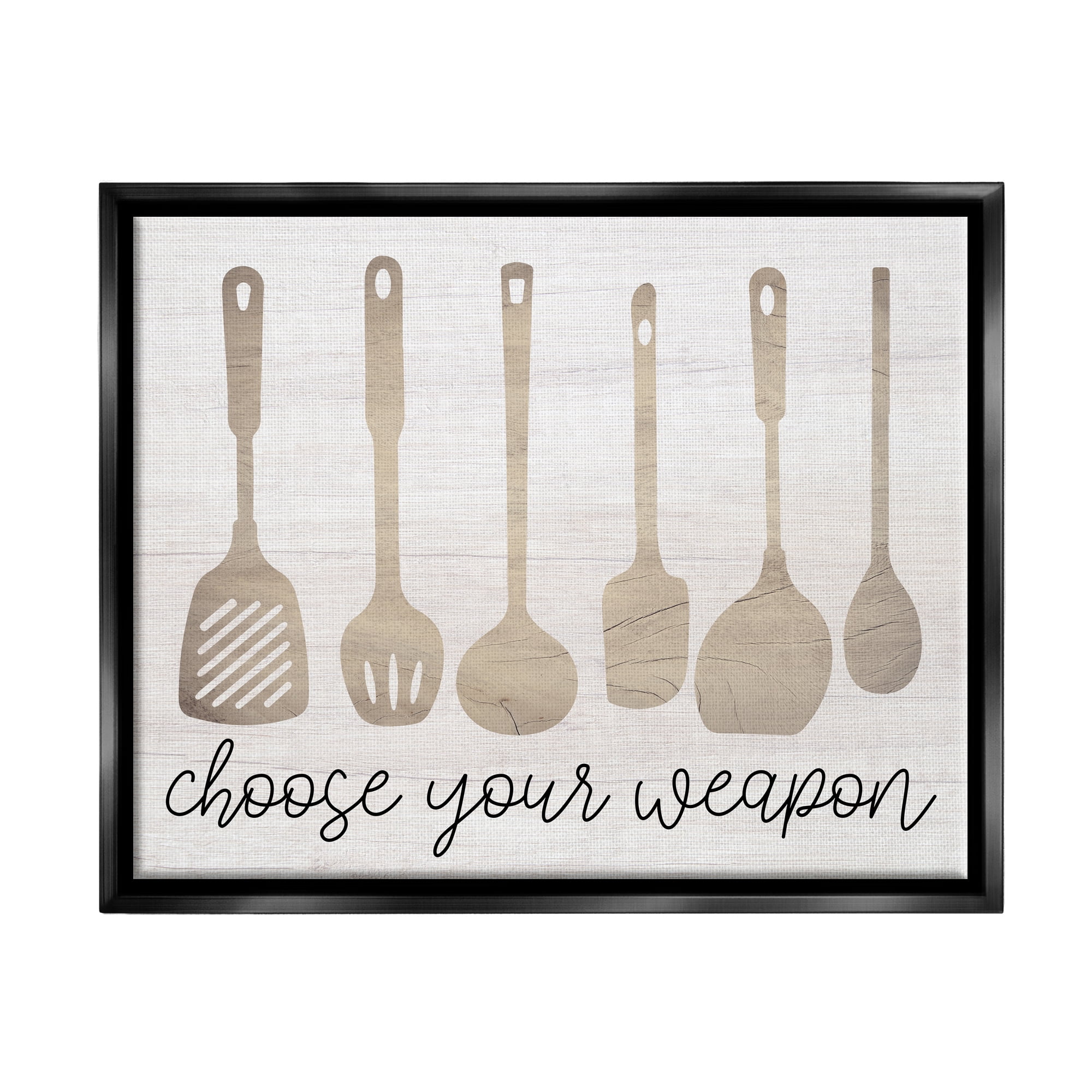 Stupell Industries Choose Your Weapon Kitchen Utensils Food & Beverage Painting Black Floater Framed Art Print Wall Art