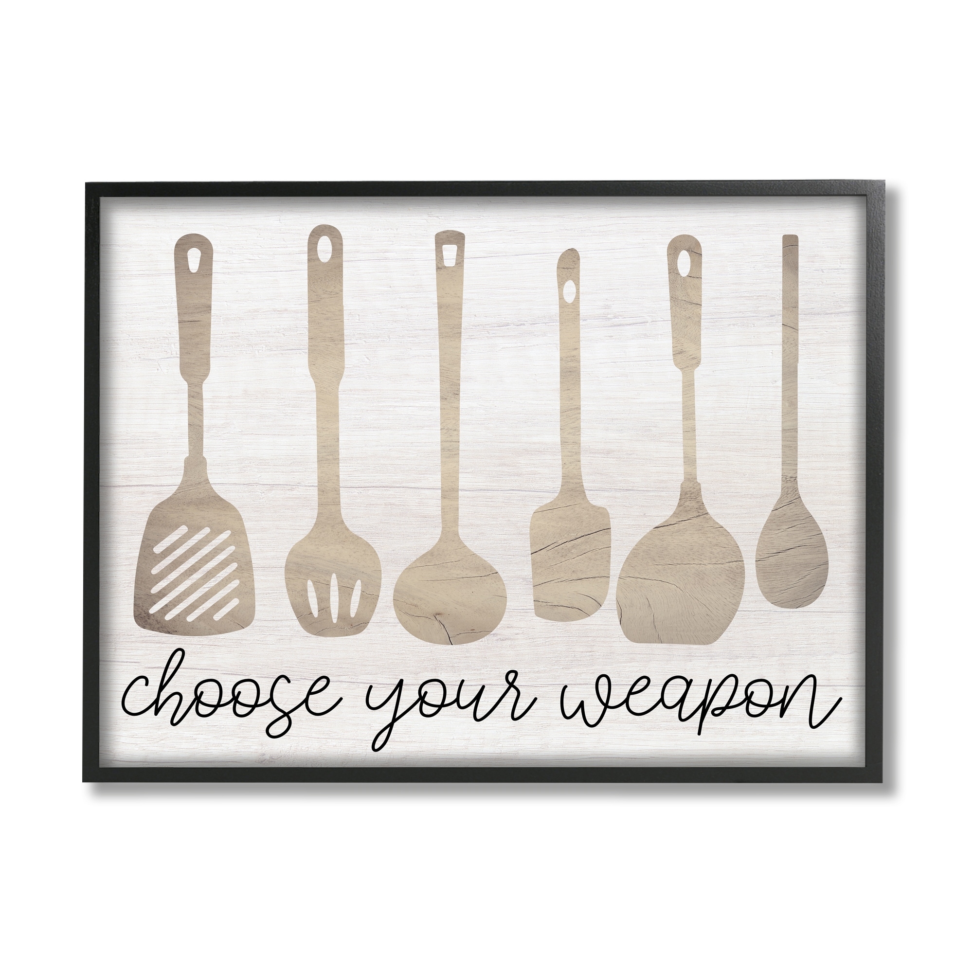 Stupell Industries Choose Your Weapon Kitchen Utensils Food & Beverage Painting Black Framed Art Print Wall Art