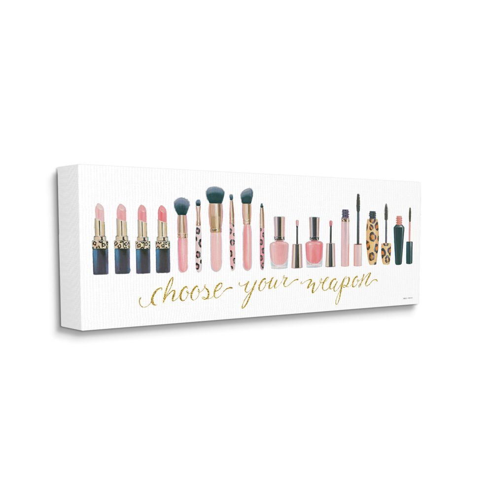 Stupell Industries Choose Your Weapon Phrase Glam Cosmetics Word Art Canvas Wall Art Design by Marco Fabiano, 17" x 40"