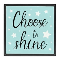 Stupell Industries Choose to Shine Stars Inspirational Quotes & Sayings Painting Black Floater Framed Canvas Art Print Wall Art, 18 x 18