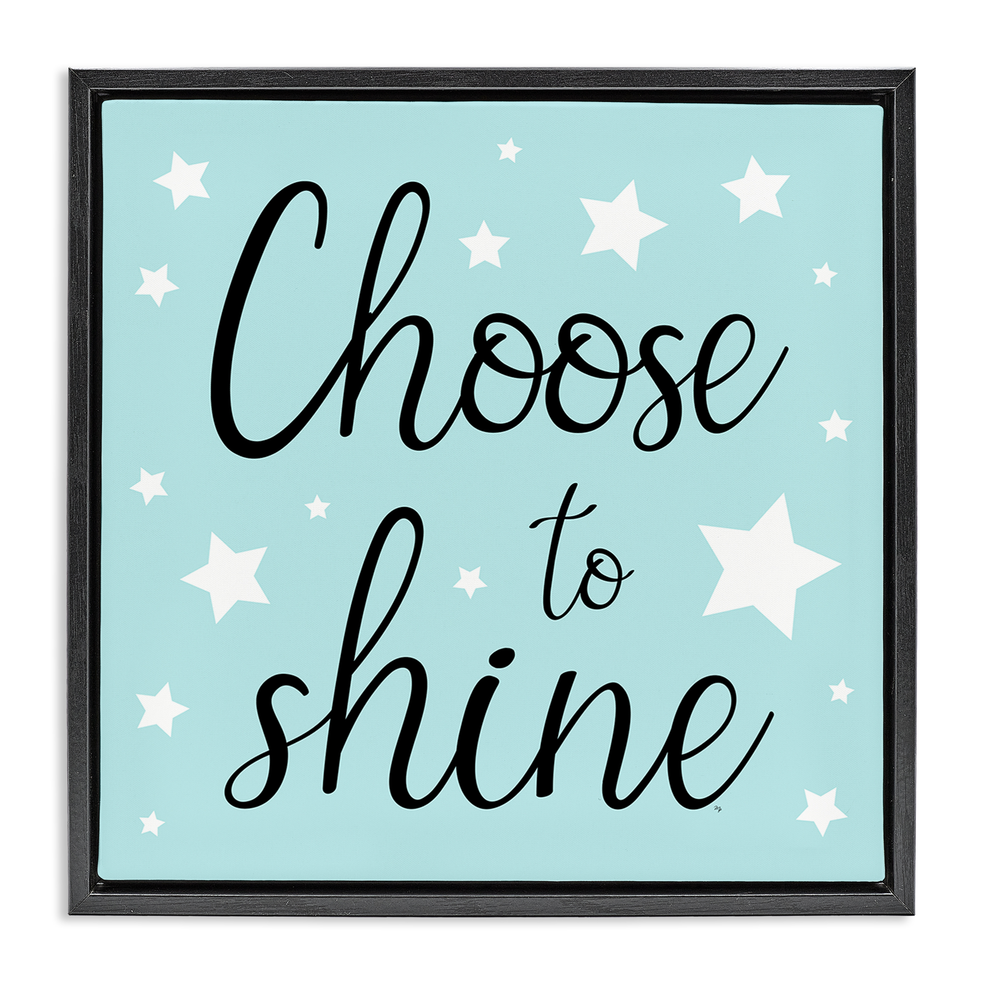 Stupell Industries Choose to Shine Stars Inspirational Quotes & Sayings Painting Black Floater Framed Canvas Art Print Wall Art, 25 x 25