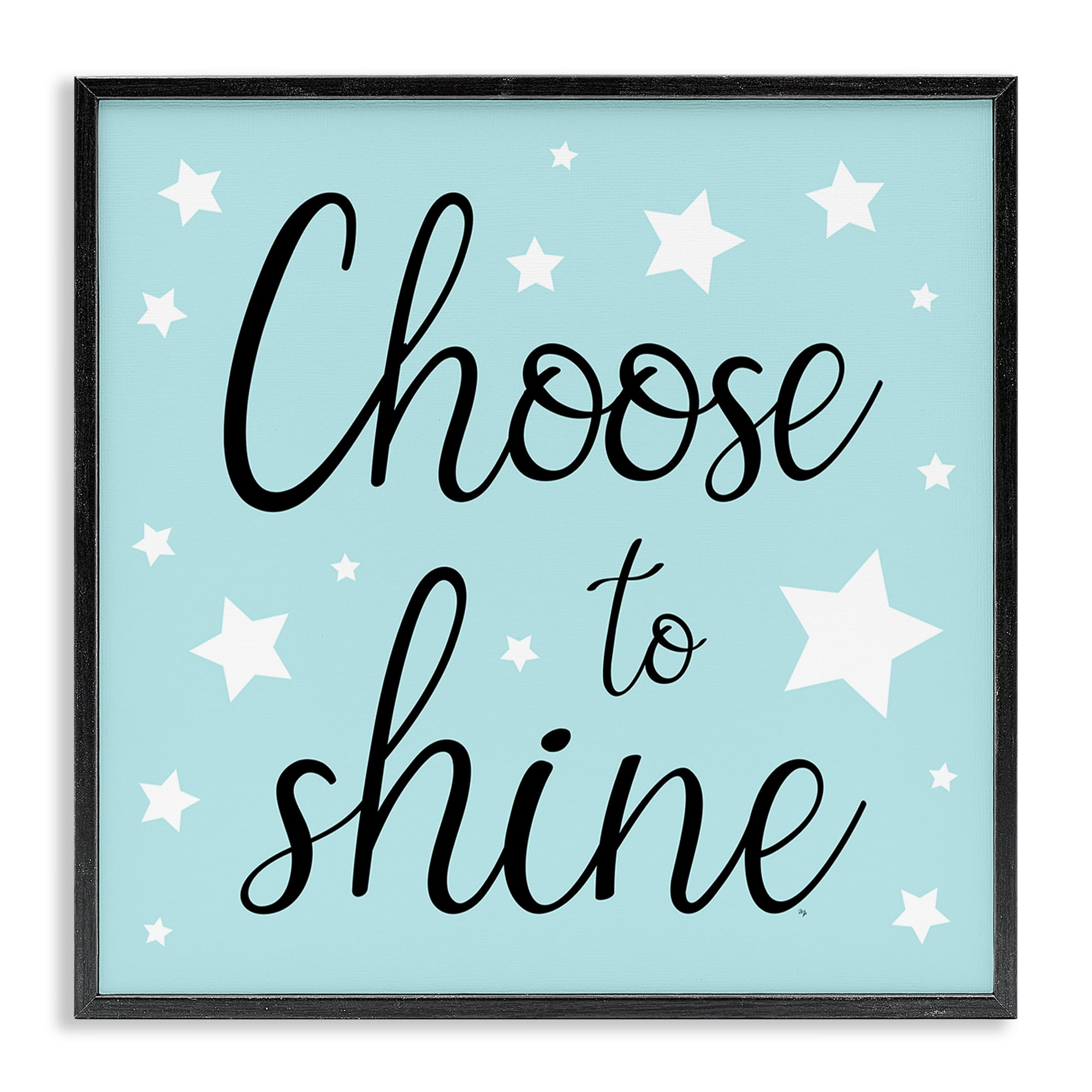 Stupell Industries Choose to Shine Stars Inspirational Quotes & Sayings Painting Black Framed Art Print Wall Art, 17 x 17