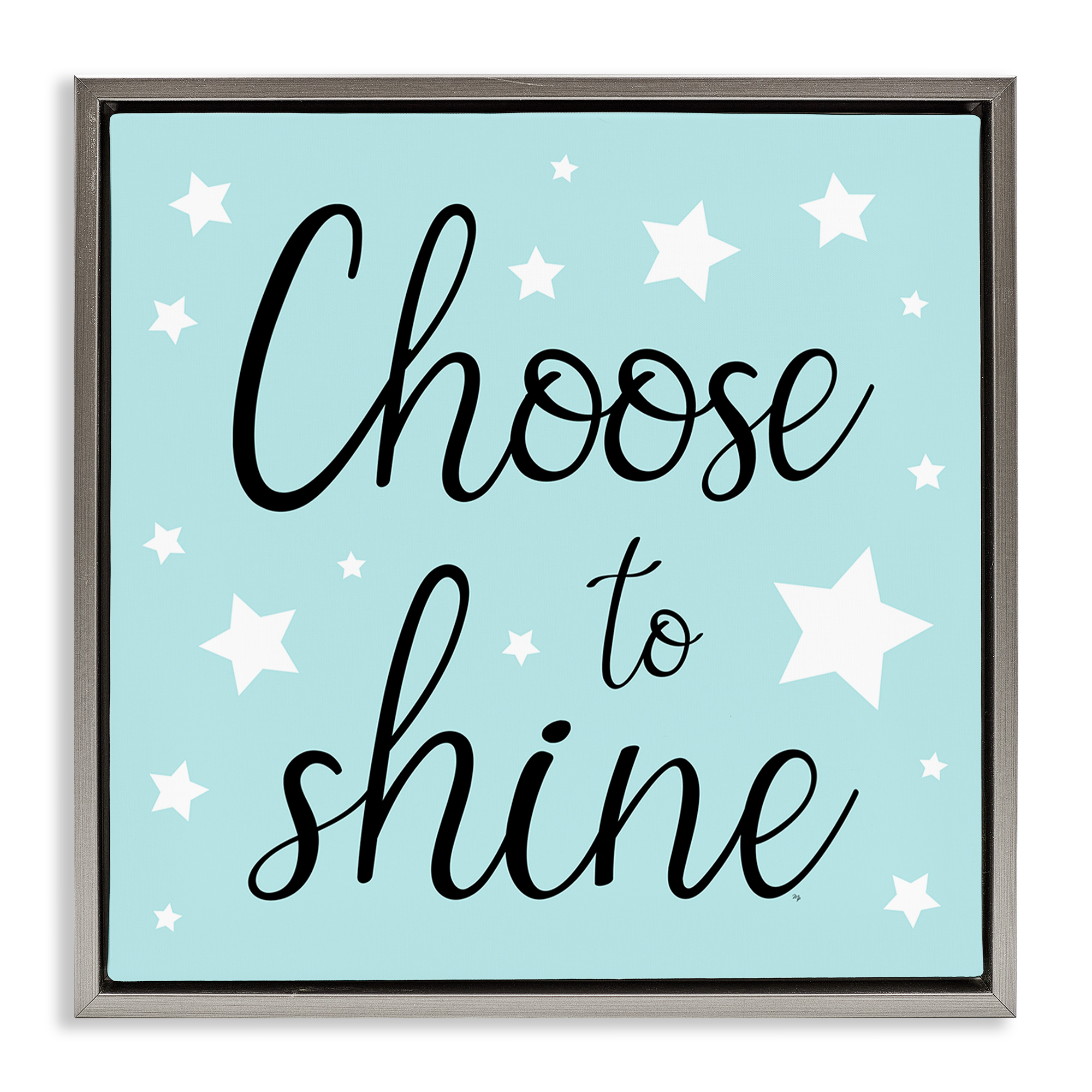 Stupell Industries Choose to Shine Stars Inspirational Quotes & Sayings Painting Gray Floater Framed Canvas Art Print Wall Art, 18 x 18