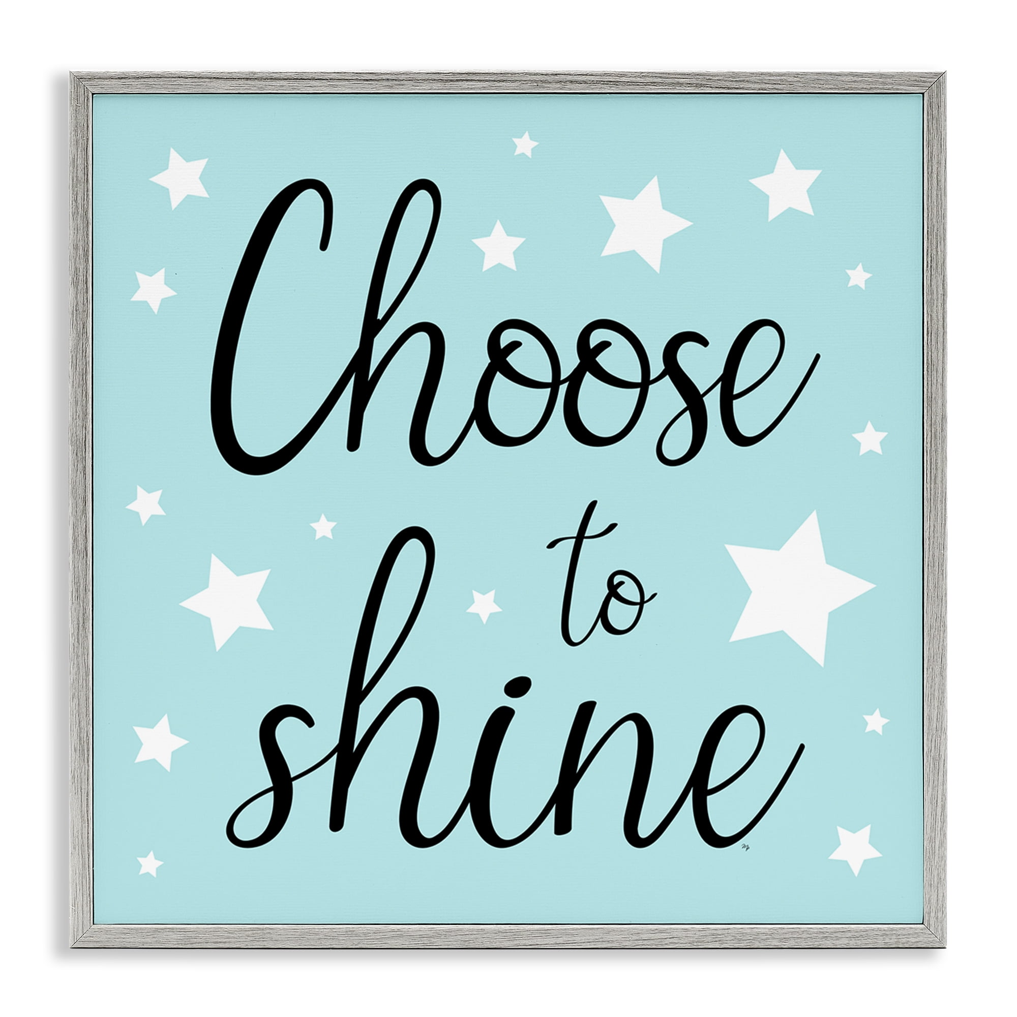 Stupell Industries Choose to Shine Stars Inspirational Quotes & Sayings Painting Gray Framed Art Print Wall Art, 12 x 12