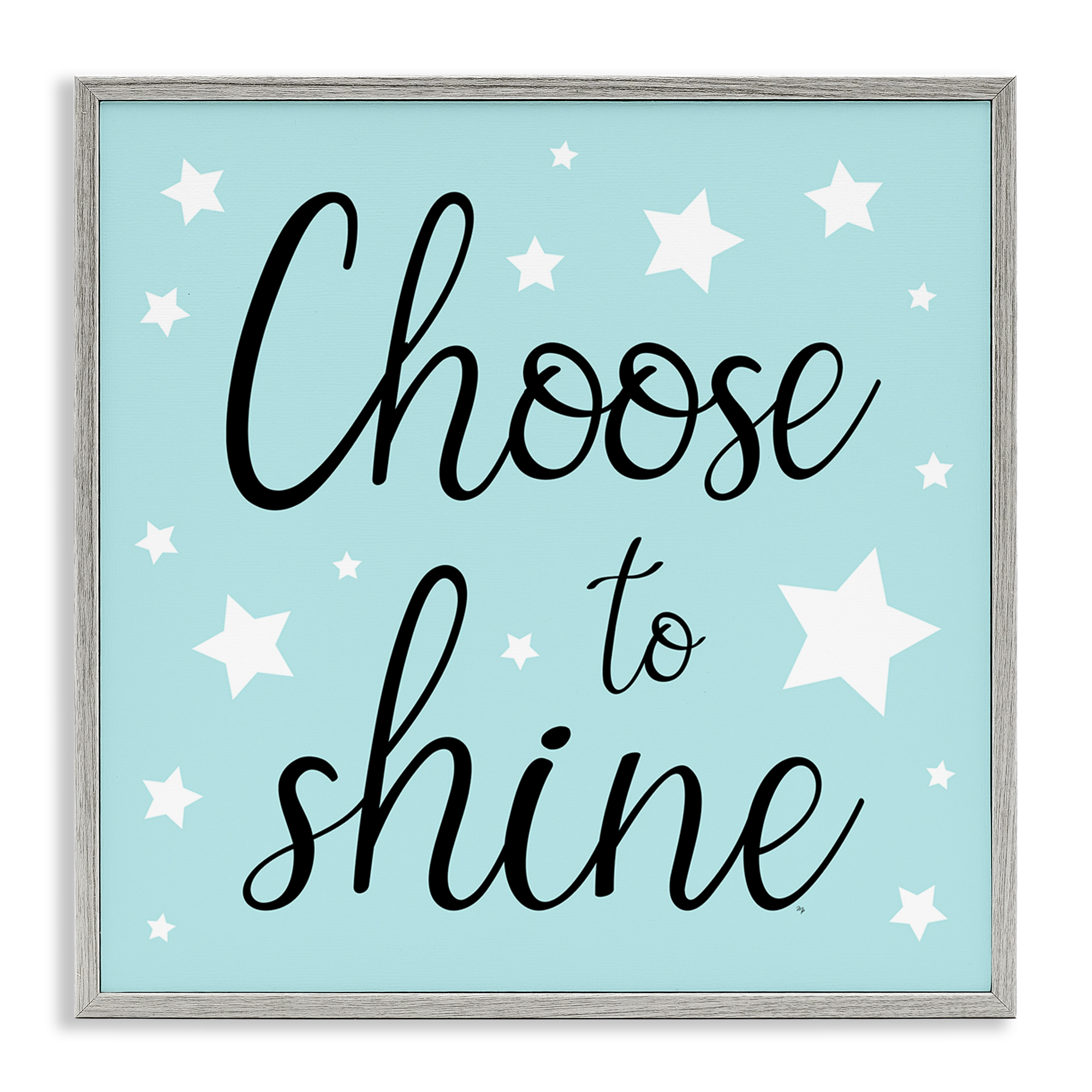 Stupell Industries Choose to Shine Stars Inspirational Quotes & Sayings Painting Gray Framed Art Print Wall Art, 24 x 24