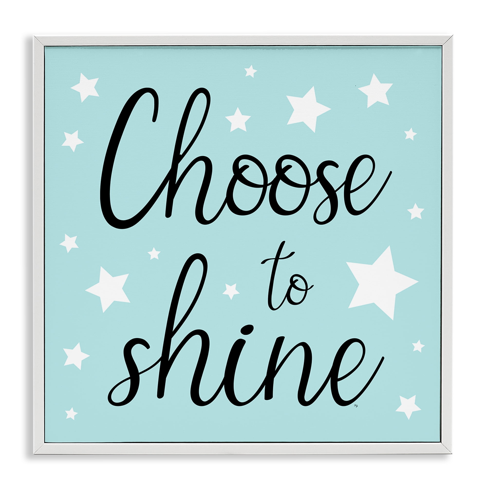 Stupell Industries Choose to Shine Stars Inspirational Quotes & Sayings Painting White Framed Art Print Wall Art, 24 x 24
