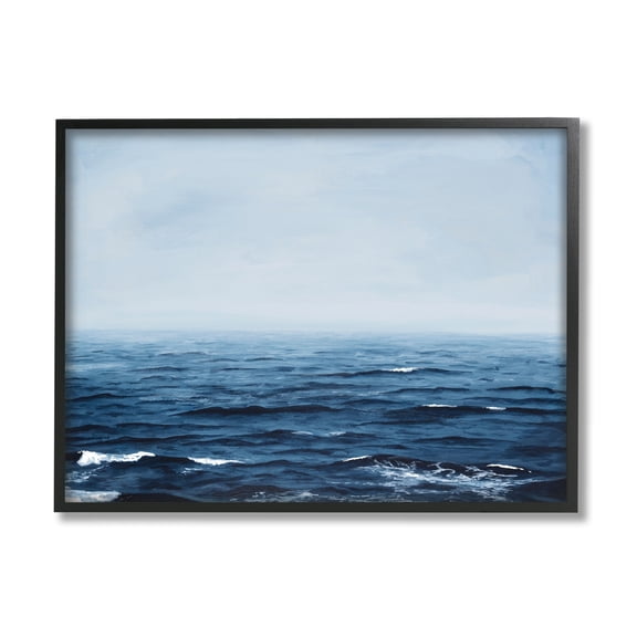 Stupell Industries Choppy Ocean Water Waves Foggy Nautical Horizon Photograph Black Framed Art Print Wall Art, Design by Michael Willett