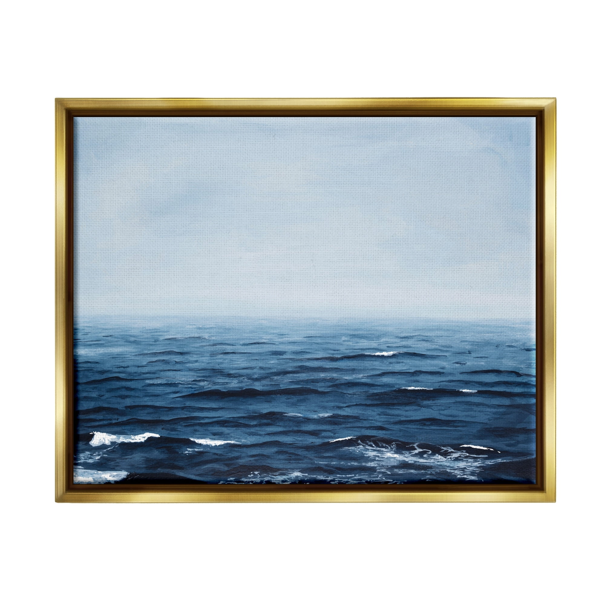 Stupell Industries Choppy Ocean Water Waves Foggy Nautical Horizon Photograph Metallic Gold Floating Framed Canvas Print Wall Art, Design by Michael Willett