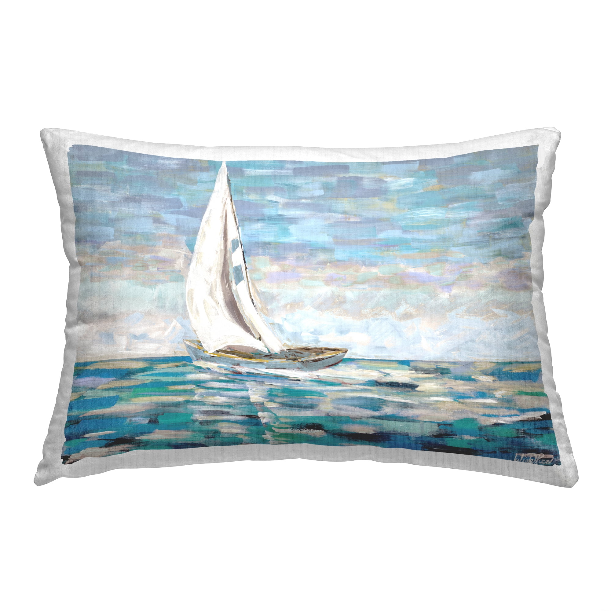 Stupell Industries Choppy Waters Sailboat Decorative Printed Throw Pillow, 14 x 20