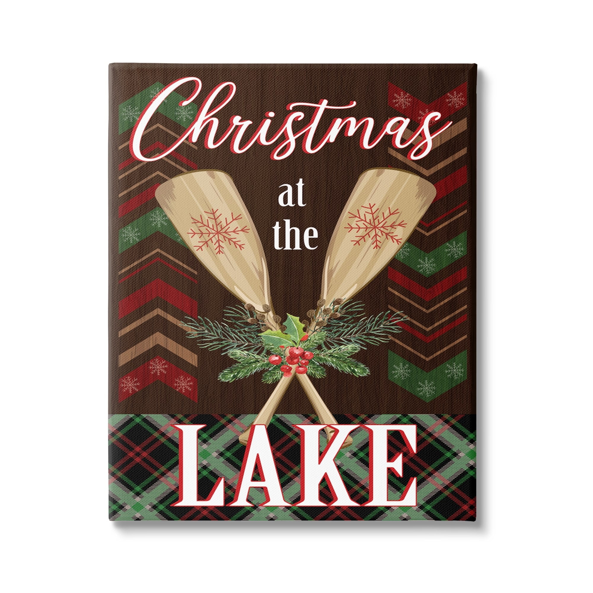 Christmas at the Lake Seasonal Oars Canvas Wall Art