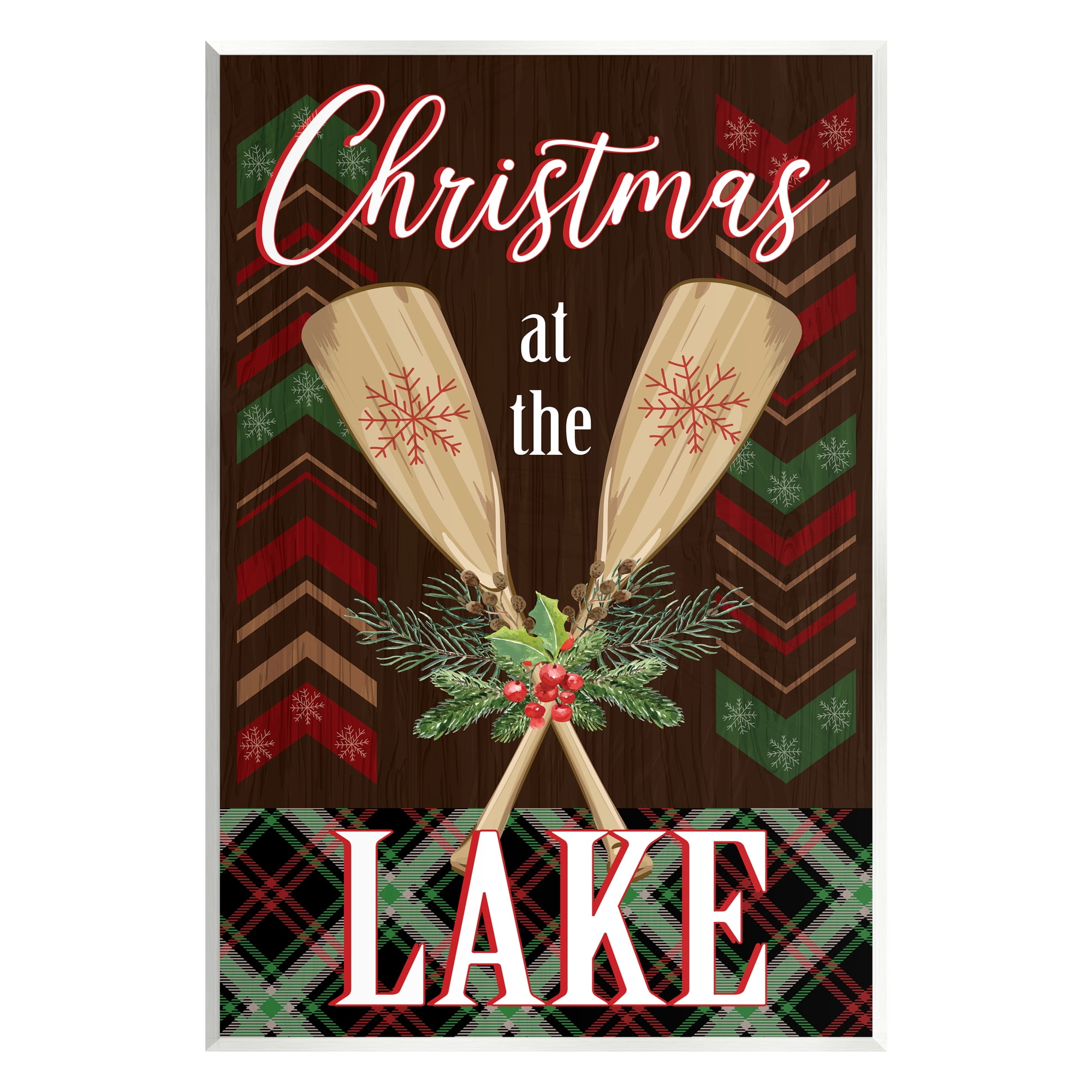 Stupell Industries Christmas At Lake Seasonal Oars Holiday Painting Unframed Art Print Wall Art