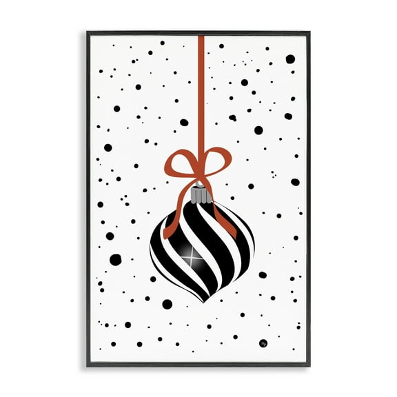 Stupell Industries Christmas Bauble over Speckles Holiday Painting Black Framed Art Print Wall Art, 16 x 24