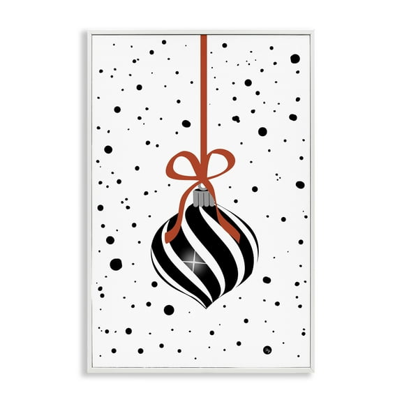 Stupell Industries Christmas Bauble over Speckles Holiday Painting White Framed Art Print Wall Art, 16 x 24