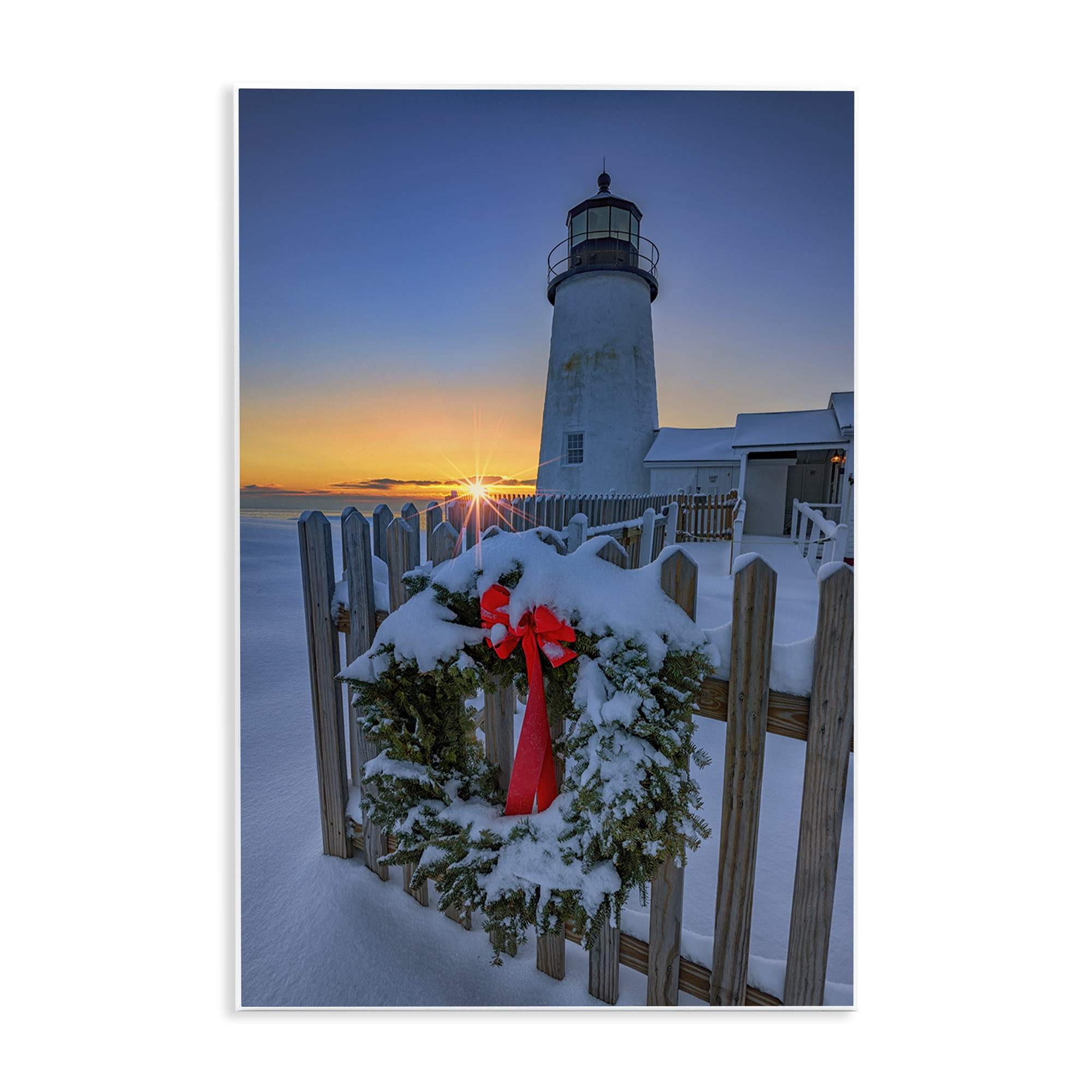 Stupell Industries Christmas Beach Lifehouse Holiday Painting Unframed Art Prints Wall Art, 10 x 15