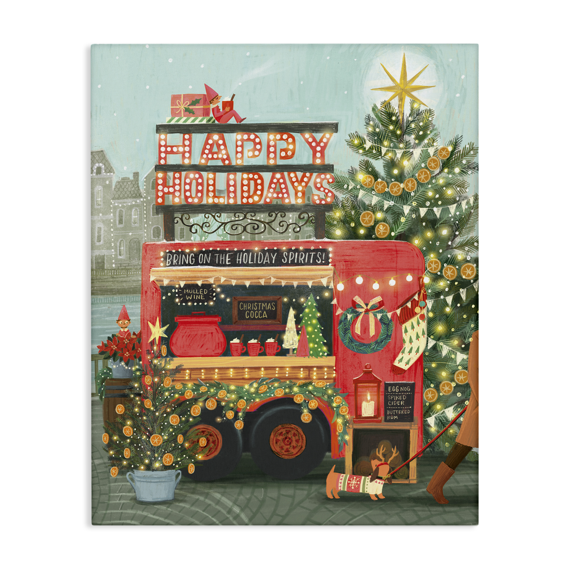 Stupell Industries Christmas Beverage Truck Holiday Painting Gallery Wrapped Canvas Art Prints Wall Art, 24 x 30