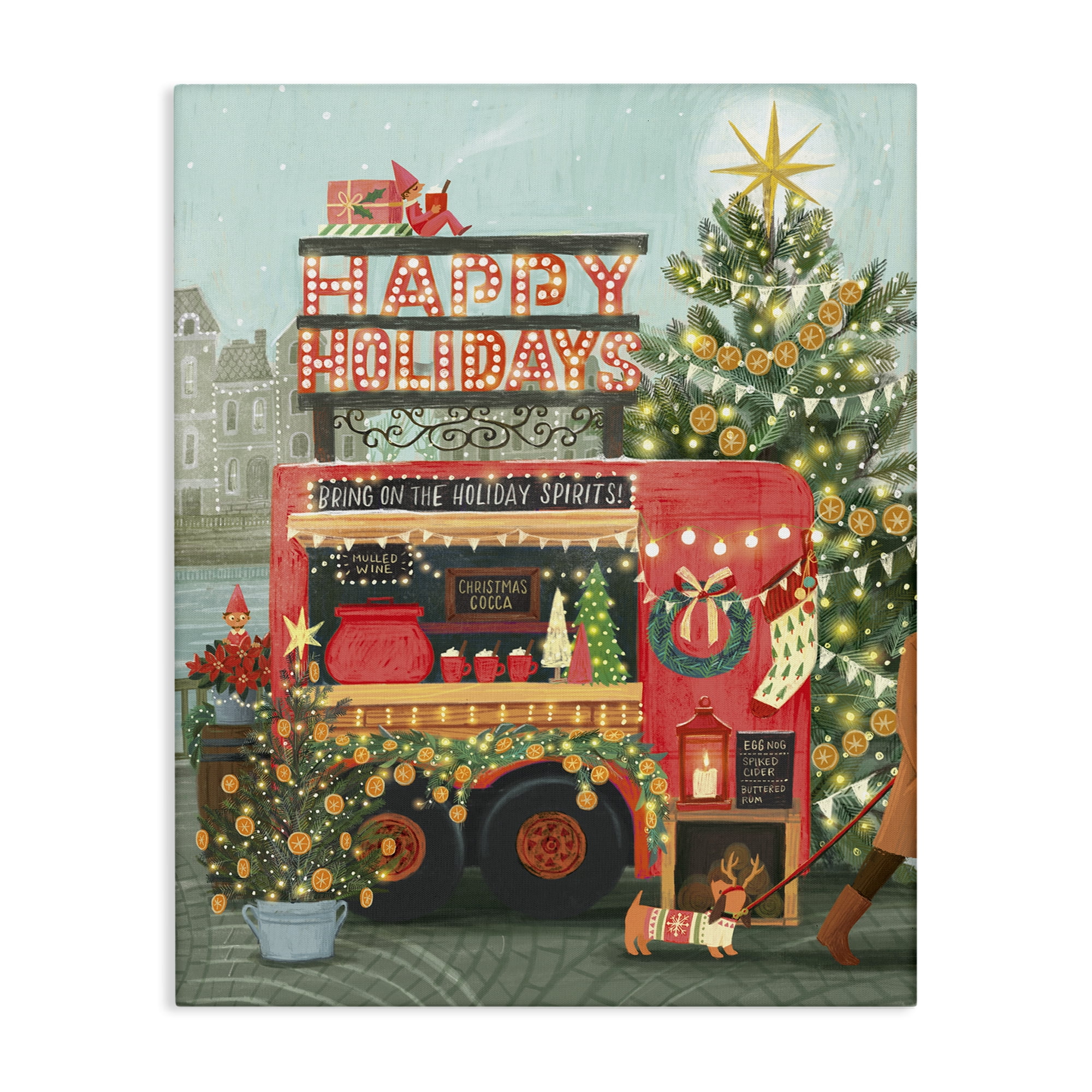 Stupell Industries Christmas Beverage Truck Holiday Painting Gallery Wrapped Canvas Art Prints Wall Art, 36 x 48