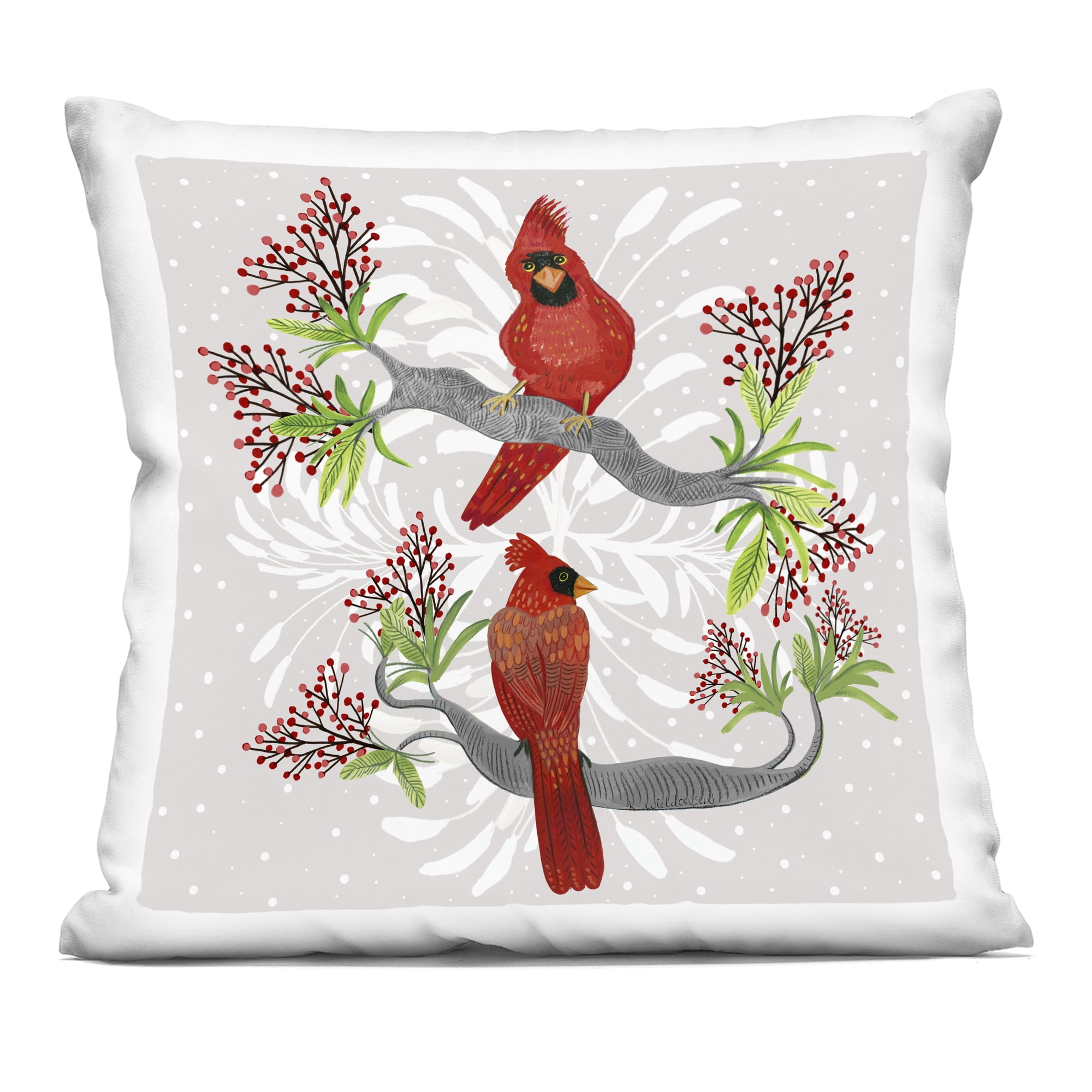 Stupell Industries Christmas Birds with Berries Decorative Printed Throw Pillow, design by Kay Widdowson