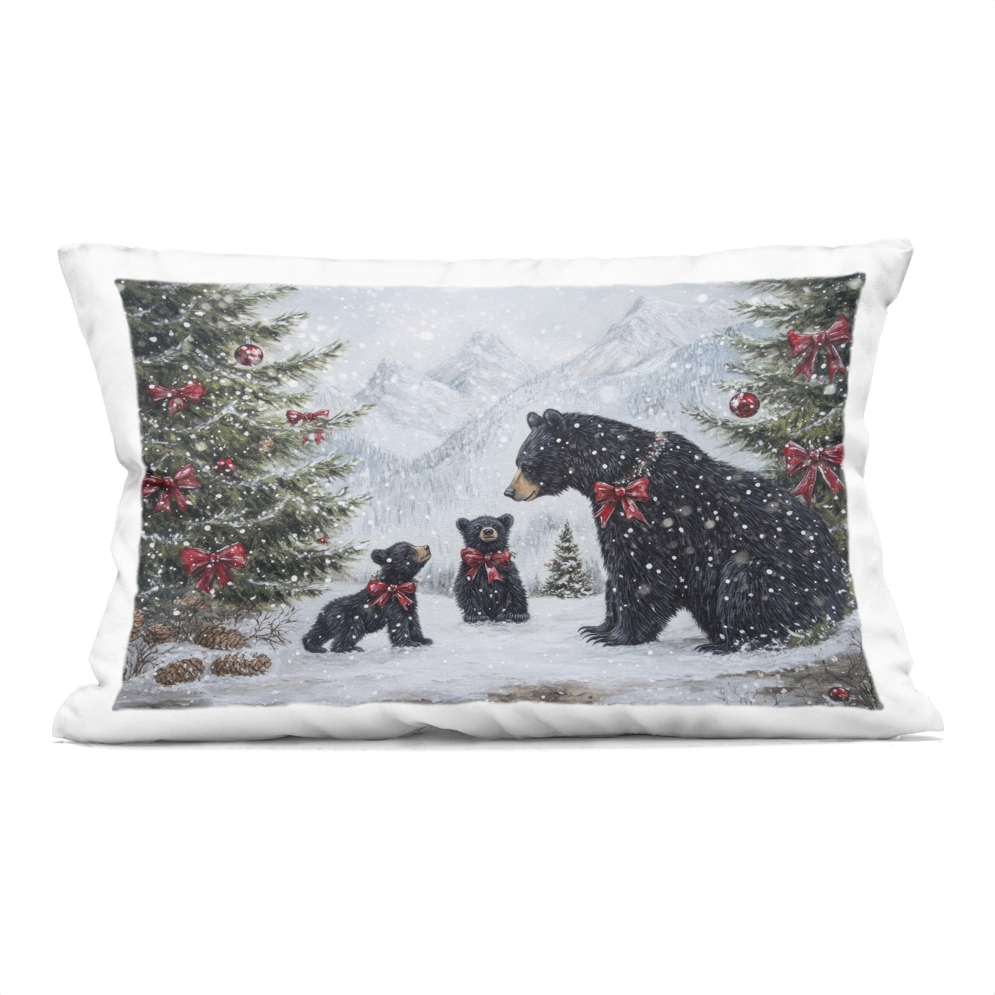 Stupell Industries Christmas Black Bears Decorative Printed Throw Pillow, design by Tina LeCour