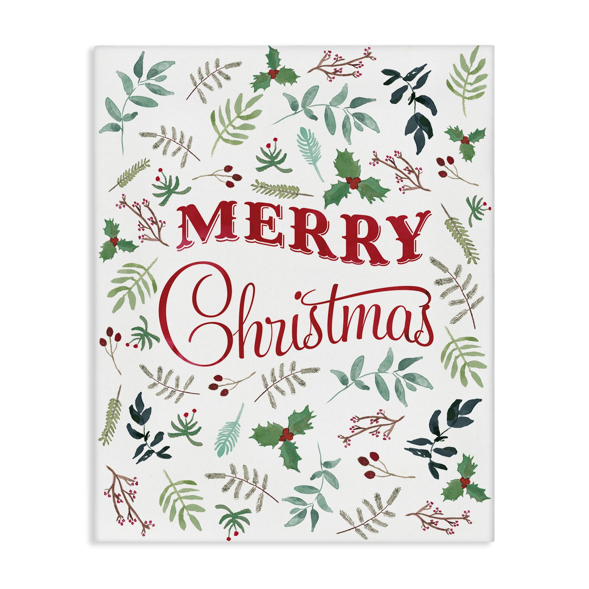 Stupell Industries Christmas Botanicals Pattern Holiday Painting Gallery Wrapped Canvas Art Prints Wall Art, 36 x 48