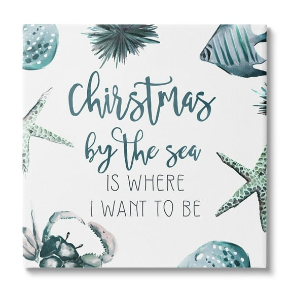 Stupell Industries Christmas By The Sea Nautical Holiday Painting Gallery Wrapped Canvas Print Wall Art