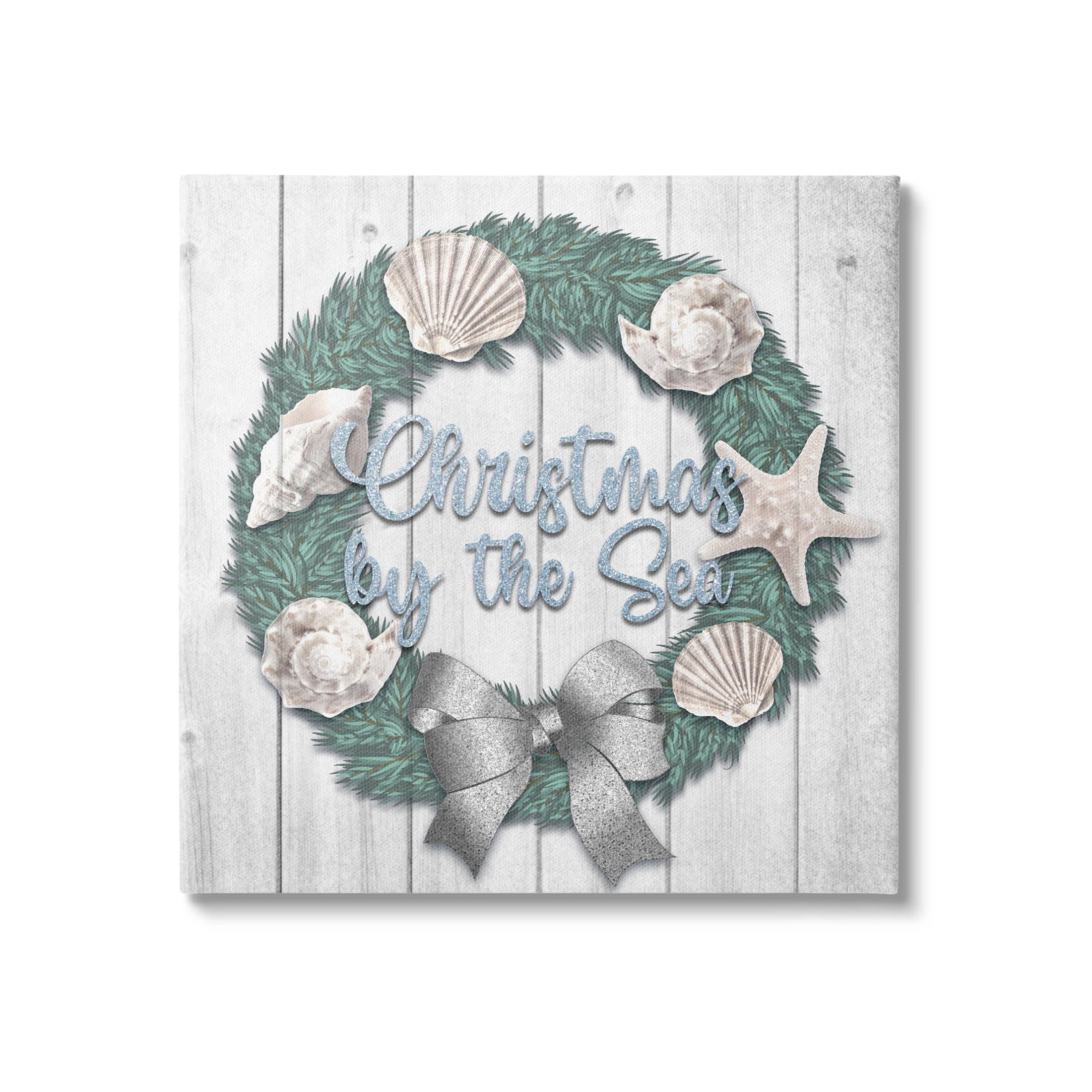 Stupell Industries Christmas By The Sea Nautical Wreath Graphic Art Gallery Wrapped Canvas Print Wall Art, Design by Marcus Prime