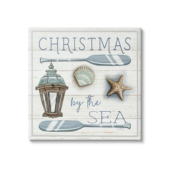 Stupell Industries Christmas By The Sea Phrase Graphic Art Gallery Wrapped Canvas Print Wall Art, Design by Elizabeth Tyndall