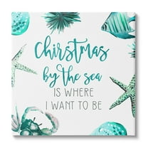 Stupell Industries Christmas By The Sea Phrase Holiday Painting Gallery Wrapped Canvas Print Wall Art