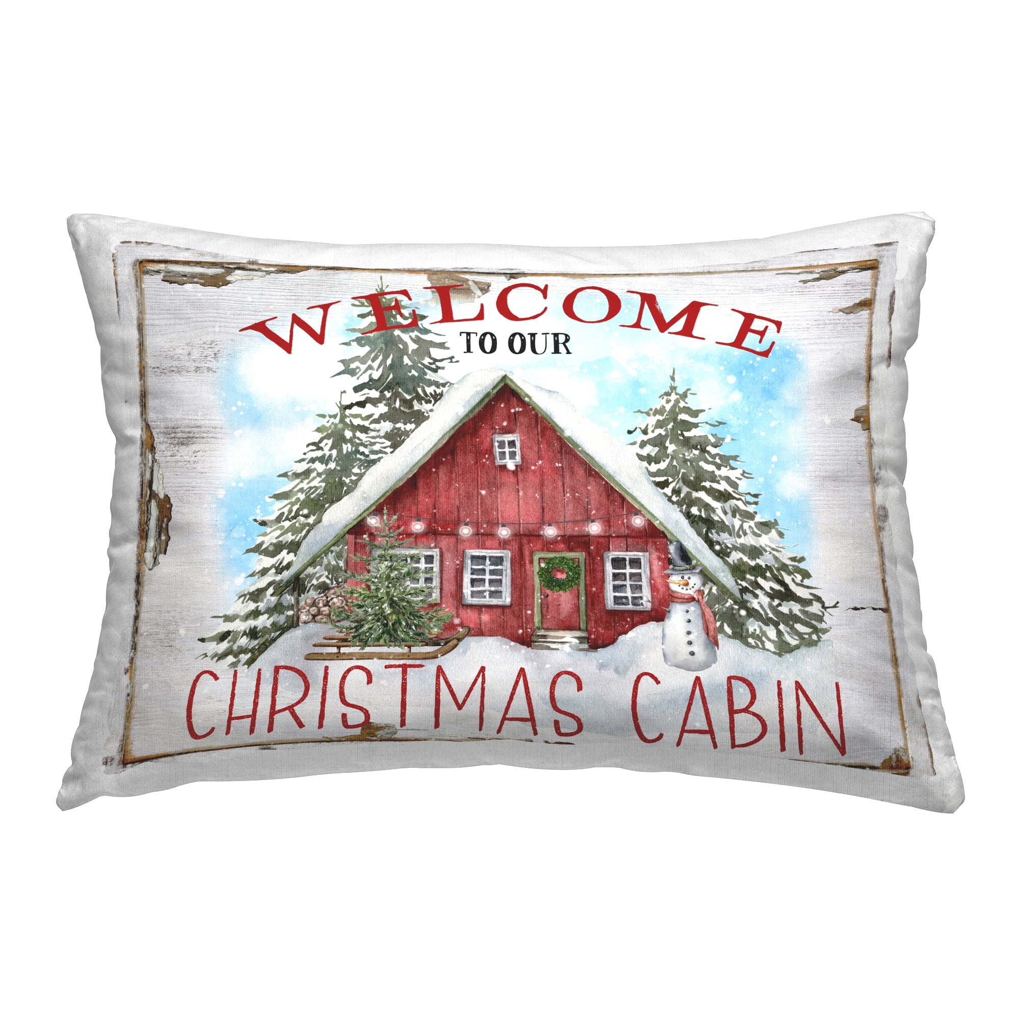 Stupell Industries Christmas Cabin Welcome Decorative Printed Throw Pillow, 14 x 20