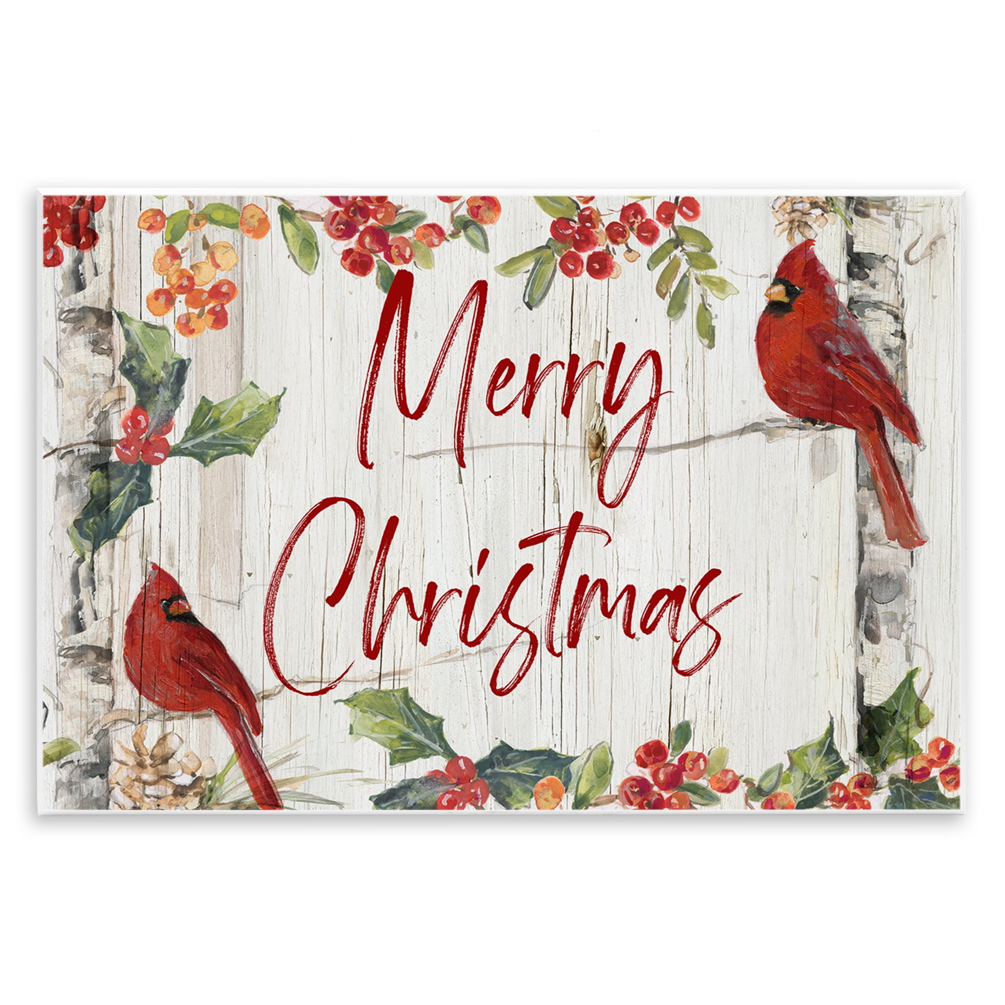 Stupell Industries Christmas & Cardinal Birds Holiday Painting Unframed Art Prints Wall Art, 19 x 13