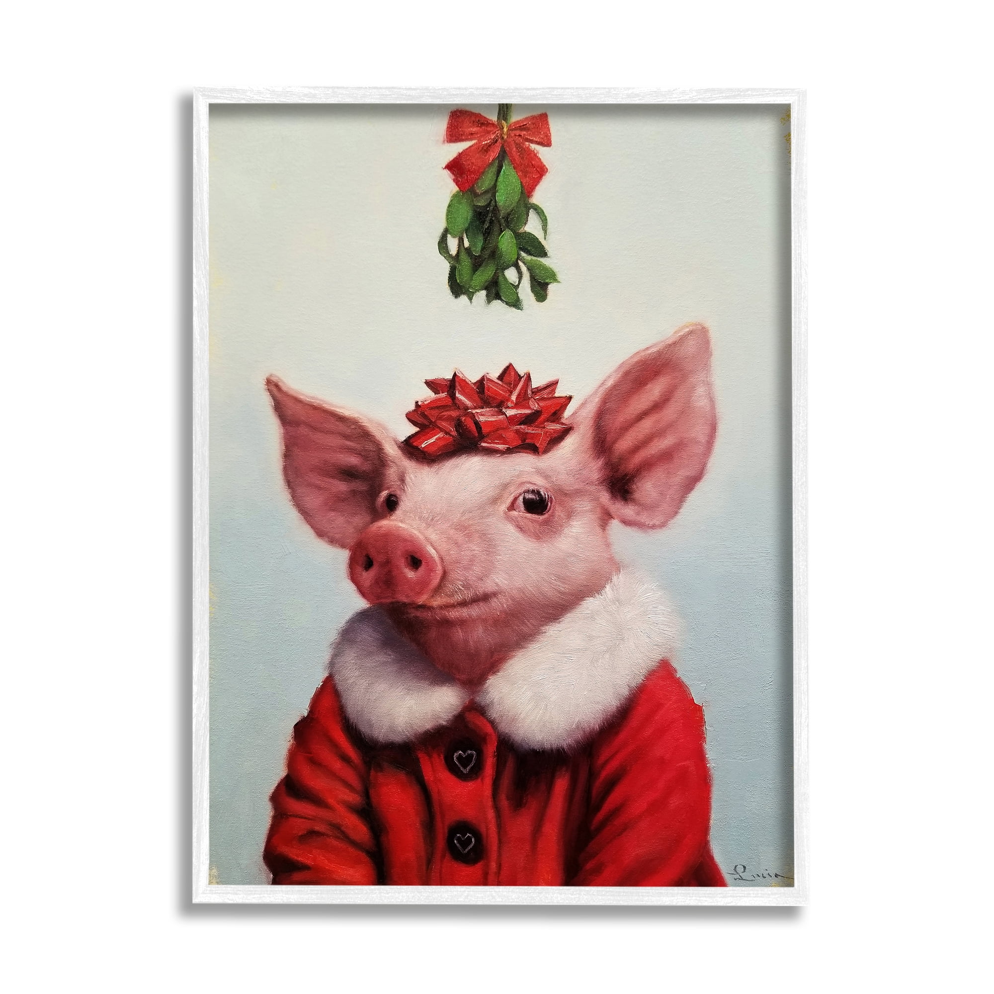 Stupell Industries Christmas Charm Piglet Holiday Mistletoe Santa Jacket, 11 x 14, Design by Lucia Heffernan