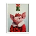 thumbnail image 1 of Stupell Industries Christmas Charm Piglet Holiday Mistletoe Santa Jacket, 11 x 14, Design by Lucia Heffernan, 1 of 7