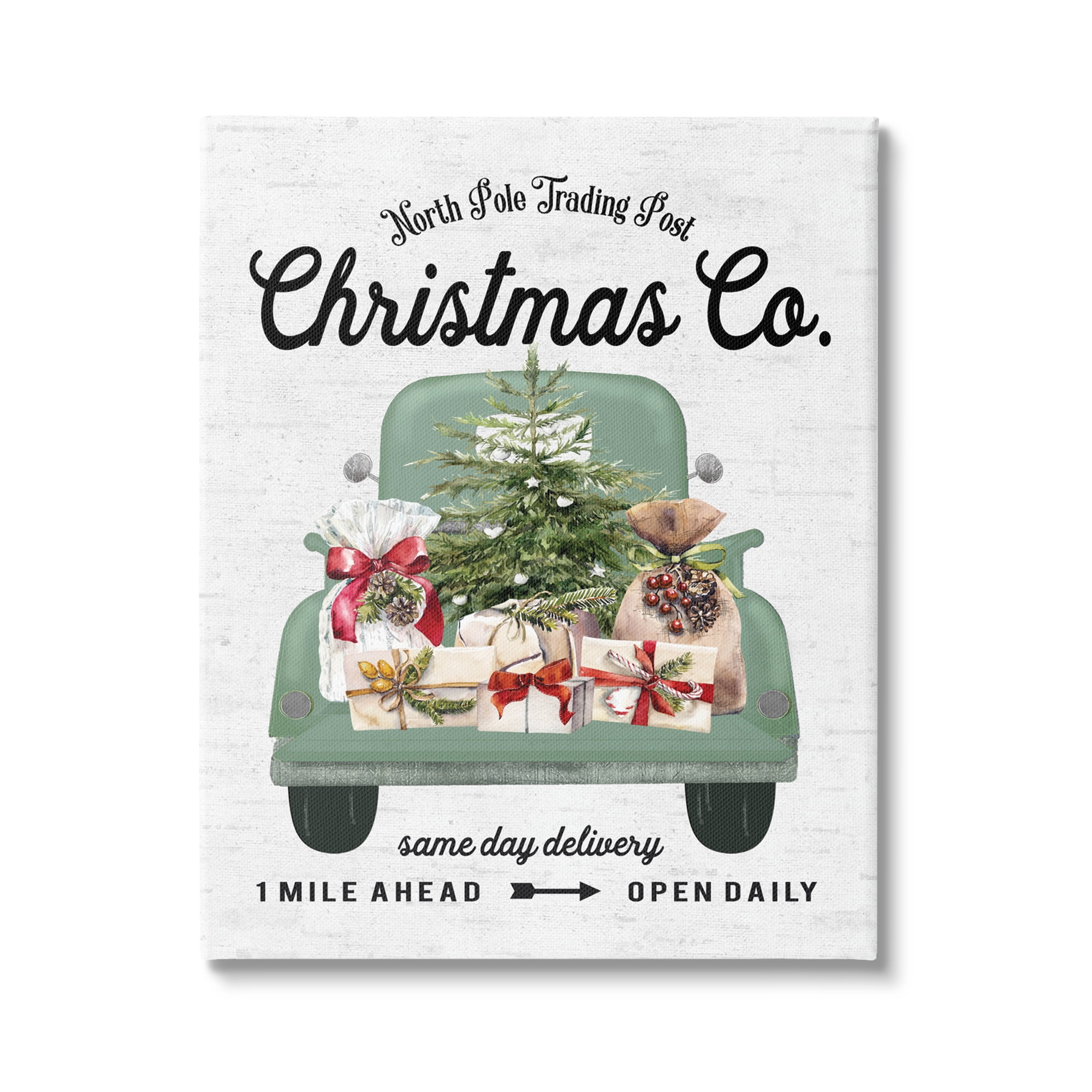 Stupell Industries Christmas Co Gift Truck Holiday Painting Gallery Wrapped Canvas Art Print Wall Art, 24 x 30