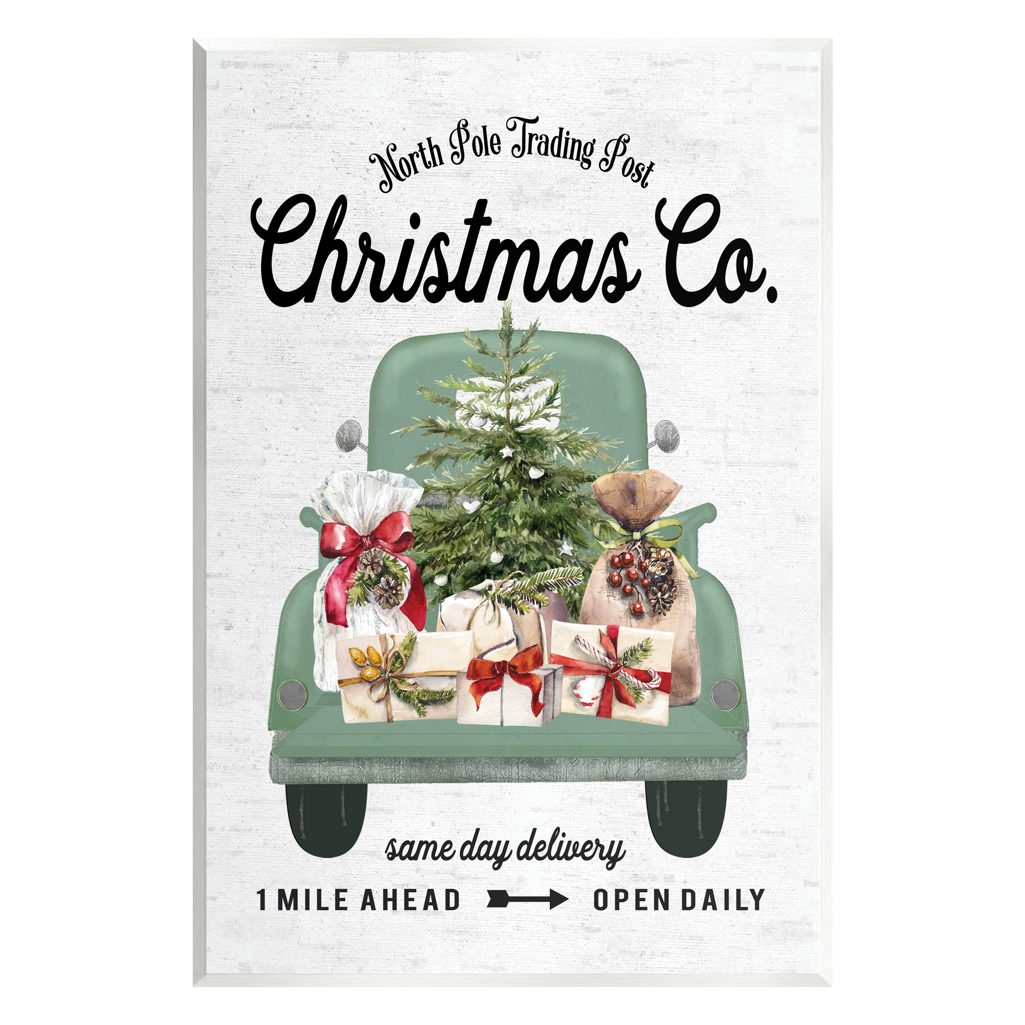 Stupell Industries Christmas Co Gift Truck Holiday Painting Unframed Art Print Wall Art, 10 x 15