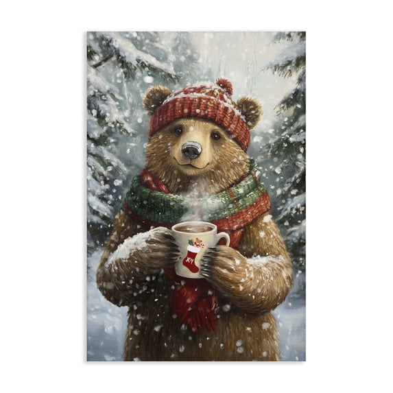Stupell Industries Traditional Christmas Cocoa Bear Canvas Art, 24 x 36, by Tina LeCour